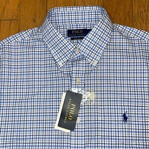 Polo Ralph Lauren Mens Size 16 Check Custom  Fit Long Sleeve Button Down Shirt